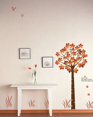 AY202发财树风情树墙贴 不伤墙、超大尺寸、无白边PVC透明膜的理想装饰选择